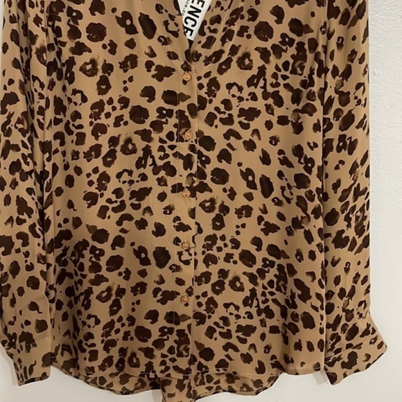NWT L'Agence Womens Nina Brown Silk Animal Print Top Blouse Shirt, 100% silk - Picture 4 of 7